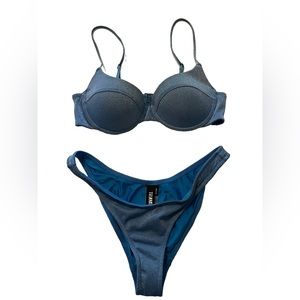 Traingl blue sparkle bikini